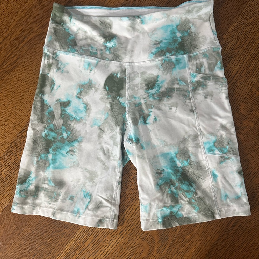 Calvin Klein Women's Tie-Dye Bike Shorts - Blue and Gray